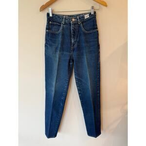 SASSON Vintage High Rise Straight Leg Jeans Cotton Dark Denim Blue Junior Size 7